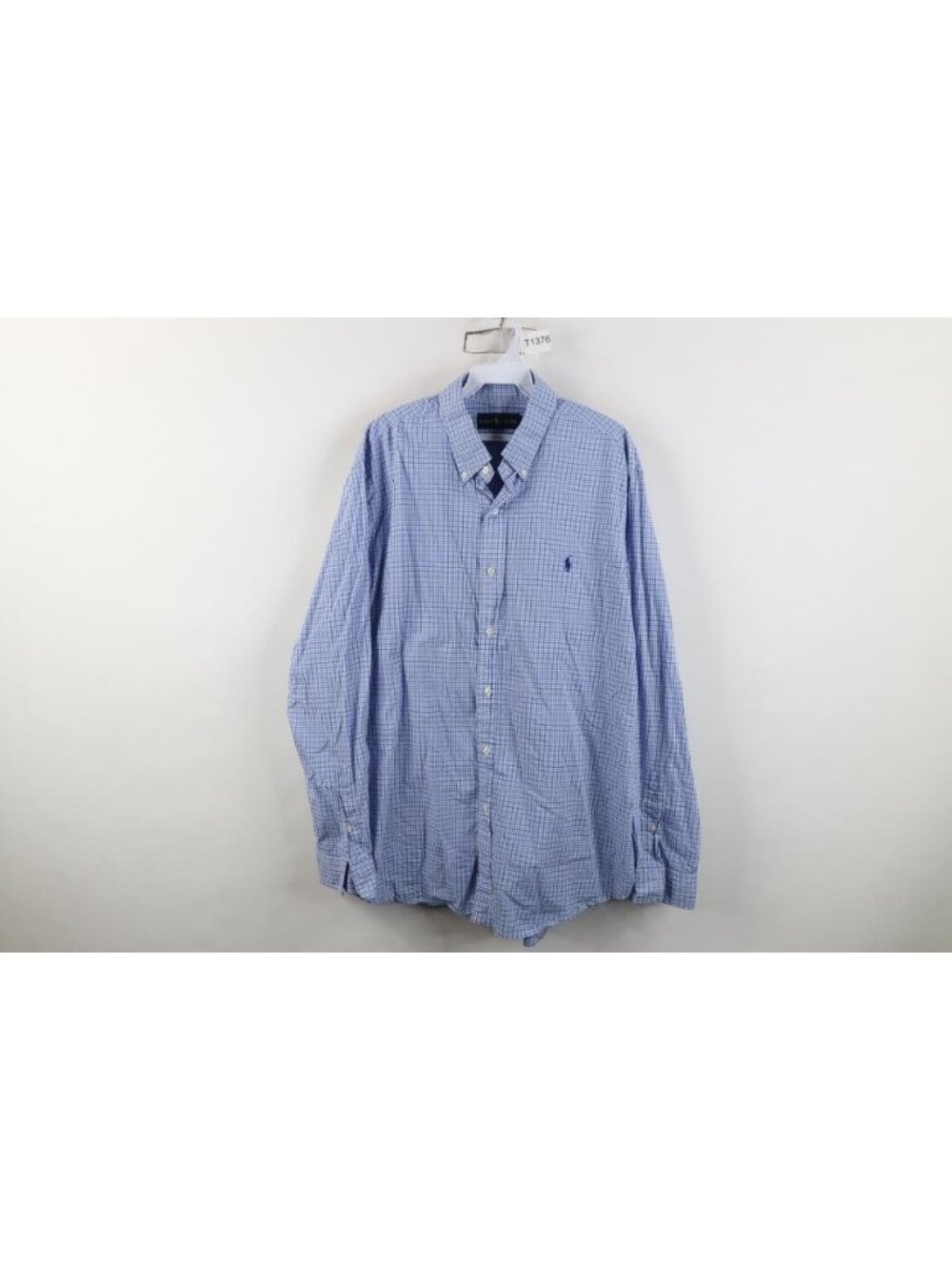Ralph Lauren Collared Button Down Shirt Mens Size XL Blue Checked Plaid Cotton